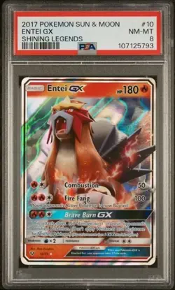 ENTEI GX #10 PSA 8 • 2017 Pokemon TCG Shining Legends Holo Ultra Rare - Image 1