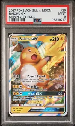 RAICHU GX #29 PSA 9 • 2017 Pokemon Sun & Moon Shining Legends Mint - Image 1