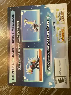 Shiny Koraidon Or Miraidon Pokemon Scarlet Violet Code Card - Unscratched - Image 1