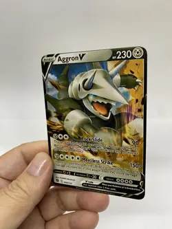 Aggron V Gold Metal Pokemon Card-Collectible Gift Display！Christmas - Image 2