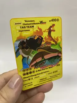 Charizard&Blastoise Vmax Gold Metal Pokemon Card-Collectible Gift Display！ - Image 1