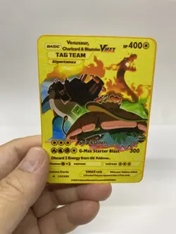 Charizard&Blastoise Vmax Gold Metal Pokemon Card-Collectible Gift Display！ - Image 2