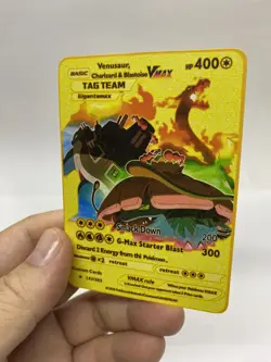 Charizard&Blastoise Vmax Gold Metal Pokemon Card-Collectible Gift Display！ - Image 3