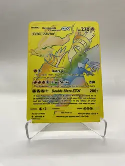 Reshiram&Charizard G Gold Metal Pokemon Card-Collectible Gift Display Christmas - Image 3