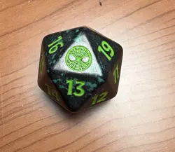 MTG Spider-Man Universes Beyond Spindown Black And Green Dice - Image 1