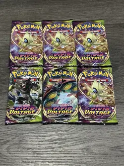 Pokemon Vivid Voltage Sword & Shield TCG Factory Sealed Booster Packs Lot of 6 - Image 1