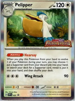 Pokemon Pelipper - (Prerelease) Promo SV: Scarlet & Violet Promo Cards 022 NM - Image 1