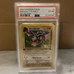 1999 POKEMON FOSSIL 1ST EDITION #1 AERODACTYL-HOLO PSA 6 Vintage 1/62 - Image 1