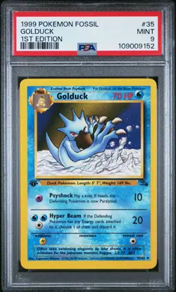 Pokemon Card Golduck 35/62 1st Edition Fossil Set 1999 PSA 9 MINT - Image 1