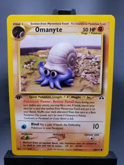 Omanyte 60/75 1st Edition Neo Discovery Pokemon Card Common LP - Image 1