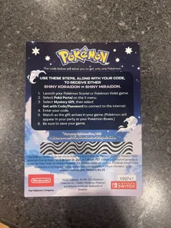 Shiny Koraidon Or Miraidon Pokemon Scarlet Violet Code Card - Gamestop - Image 2