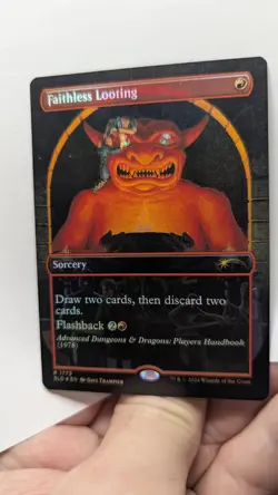 1x Faithless Looting RAINBOW FOIL Secret Lair X D&D NM - Magic MTG x1 - Image 1