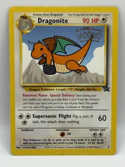 Pokemon: Dragonite #5 Kids WB First Movie Black Star Promo Rare LP 1999 🐲 - Image 1