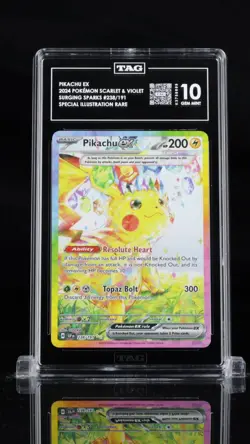 2024 Pokemon SSP En-Surging Sparks Special Illustration Rare Pikachu EX Tag 10 - Image 1