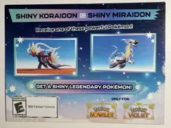 Pokemon Scarlet & Violet Shiny Koraidon / Miraidon Redeem Code UNSCRATCHED - Image 1