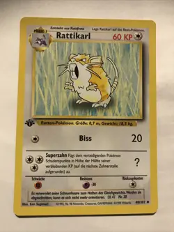 Pokemon TCG Raticate Rattikarl 1st Edition German Base Set 40/102 - Image 1