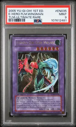 Yu-Gi-Oh! Elemental Hero Flame Wingman TLM-EN018 1st Edition Euro Ultimate PSA 9 - Image 1