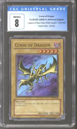 Yu-Gi-Oh Legend of Blue Eyes Glossy Curse of The Dragon LOB-066 CGC 8 YuGiOh - Image 1