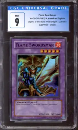 Yu-Gi-Oh Legend of Blue Eyes White Dragon Flame Swordsman LOB-003 CGC 9 YuGiOh - Image 1