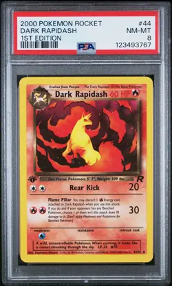 2000 Pokemon 1st Edition Rocket # 44 Dark Rapidash PSA 8 Card NM-MINT NEW CERT! - Image 1