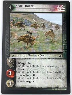 LORD OF THE RINGS TCG HELM'S DEEP RARE CARD 5R50 FOUL HORDE lp - Image 1