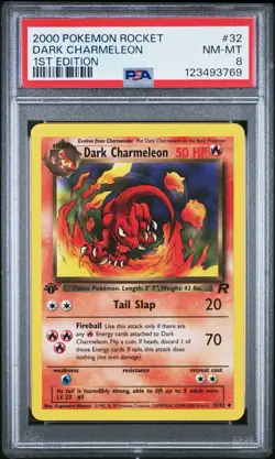 2000 Pokemon 1st Edition Rocket 32 Dark Charmeleon PSA 8 Card Free Ship NEW CERT - Image 1