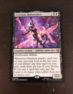 1x Magic The Gathering Marvel Spider-Man Gwenom, Remorseless / MTG / Used - Image 1