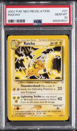 2001 POKEMON NEO REVELATION #21 RAICHU PSA 10 - Image 1