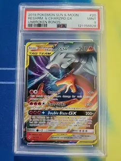 Pokemon Unbroken Bonds Reshiram & Charizard GX #20/214 Psa 9 - Image 1