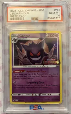 Pokemon Gengar SWSH241 PSA 10 Black Star Promo PreRelease - Image 1