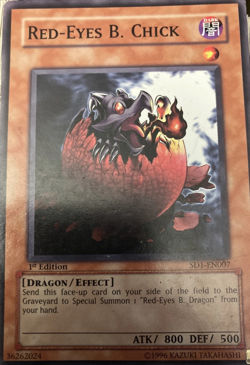 Red-Eyes B. Chick LCJW-EN038 1st Edition Super Rare Yugioh TCG Card - Image 1