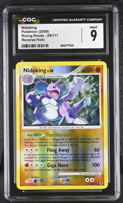 CGC 9 Nidoking 29/111 Reverse Holo Rising Rivals Pokemon Card - Image 1