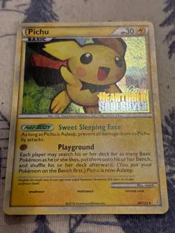Pokemon Pichu Prerelease Promo (HGSS 28/123 Holo) AND 1x bonus card - Image 1