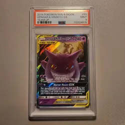 2019 Pokemon Sun and Moon Team Up Gengar Mimikyu GX Card 53/181 PSA 9 Mint - Image 1