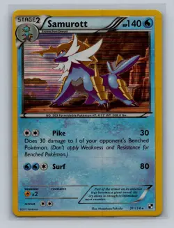 Samurott 31/114 Black & White Holo Pokemon TCG - LP - Image 1