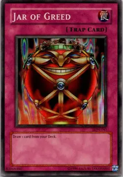 Jar of Greed LON-047 Holo Yugioh Damaged Crease - Image 1