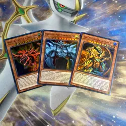 YUGIOH TCG! COMPLETE 3 Card God Card Set Obelisk Slifer Ra LDK2 Ultra Rare NM - Image 1