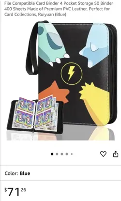 Pokemon TCG Black Pikachu 50 pages Holds 400 Card Zip Binder GAMES New - Image 2