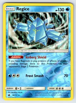 Regice 28/111 2017 Crimson Invasion Pokemon Card Nintendo Reverse Holo Rare VLP - Image 1