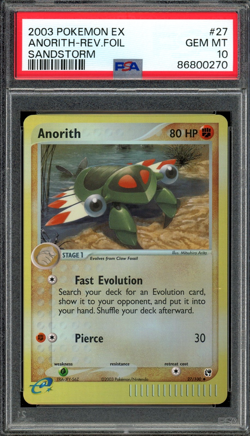 PSA 10 Gem Mint Anorith Reverse Foil EX Sandstorm 27/100 Pokemon Card - Image 1