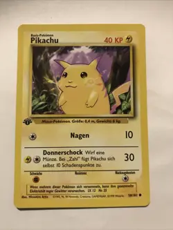 Pokemon Pikachu TCG Base Set 1st Edition Common Card 58/102 German - Image 1