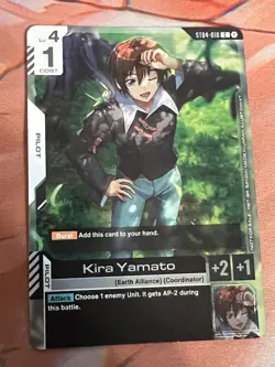 Gundam Trading Card Game ST04-010 Kira Yamato Foil Alternate Art Promos Pilot - Image 1