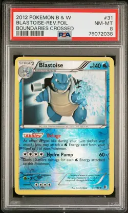 PSA 8 NM-MT Blastoise 31/149 B&W Boundaries Crossed Reverse Holo Pokemon Card - Image 1