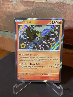Pokemon TCG Entei Scarlet & Violet Paldean Fates Holo Shiny Rare Card 112/091 - Image 1