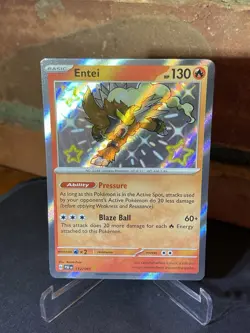 Pokemon TCG Entei Scarlet & Violet Paldean Fates Holo Shiny Rare Card 112/091 - Image 3