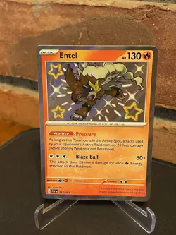Pokemon TCG Entei Scarlet & Violet Paldean Fates Holo Shiny Rare Card 112/091 - Image 4