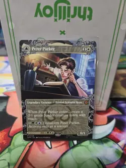 Borderless Peter Parker / Amazing Spider-Man Marvel's MTG Magic non-foil IN HAND - Image 1