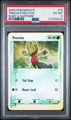 2003 Pokemon Ex Ruby & Sapphire #76 Treecko Reverse Foil PSA 6 - Image 1