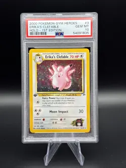 2000 Pokemon Gym Heroes lst Edition #3 Erika's Clefable Holo PSA 10 GEM MINT - Image 1