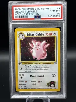 2000 Pokemon Gym Heroes lst Edition #3 Erika's Clefable Holo PSA 10 GEM MINT - Image 2